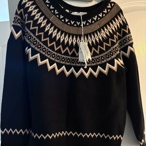 Workshop Republic Clothing Black and Tan Geometric Sweater